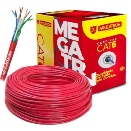 CABO REDE 4P CAT6 CX C/ 305M VERMELHO
