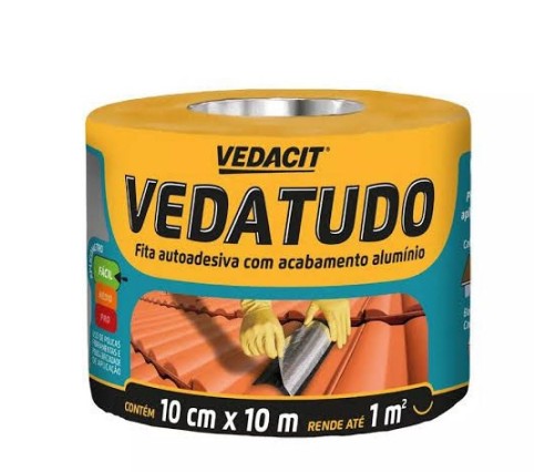 FITA AUTOADESIVA VEDATUDO 10CM RL C/ 10M